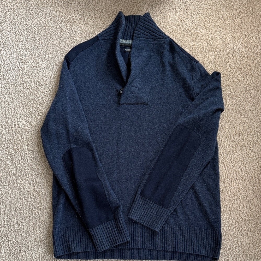 Banana Republic Navy Zip-Up Sweater with Elbow Patches